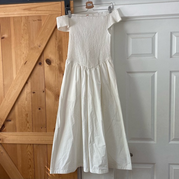 Free People Ivory Ceci Smocked Midi Dress - Picture 2 of 5